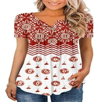 Žene plus veličine vrhovi T majice Kratki rukav Basični tunik Bluza Ljetni cvjetni vrhovi plutajuća bluza