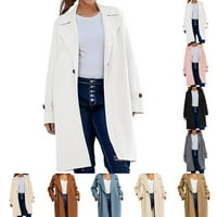Dugi rukav čvrsti kaput u boji Ležerne dugačke jakne Vintage Okrenite COLLAR COACE bijeli XL