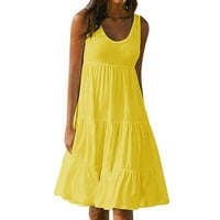 Cleance pod $ cherella ženska modna praznična ljeta Solid Boja rukava bez rukava haljina od plaže žuta,
