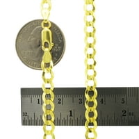 Nuragold 14k žuto zlato Čvrsta kubanska ivica privjesak za jarku, muški nakit jastog kopča 16 18 20