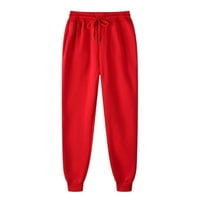 Scyoekwg muns i ženski dukljavi Ležerne prilike pune boje kante za fitness sportske hlače za crtanje struka duge hlače male noge hlače crveno xxxl