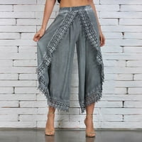 Palazzo pantalone za žene Seksi Ležerne prilike čipke Trim harem hlače Baggy Hippie Wide noga Boho Flowy