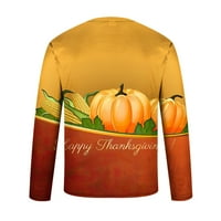Odeerbi Thankshiving majice za muškarce Casual okrugli vrat Pulover 3D tiskani realistična tiskana majica narandžasta