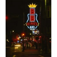 Neonska potpis upaljena noću, B. B. King's Blues Club, Memphis, Shelby County, Tennessee, USA Poster