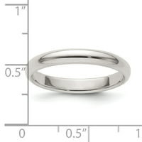 Karat u karasu sterling srebrni široki bend pola okruglih prstena -4.5