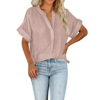 Ljetne vruće košulje za žene modne ženske tanke pulover V-izreza labavi majica kratkih rukava