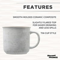 Mramorna šalica za kampu požara Oz. Set od 10, rasuti - keramika, savršen za kafu, čaj, espresso, vrući kakao, ostale pića - bijele