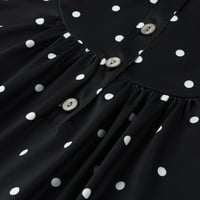 Clearsance Ljetni vrhovi Henley Graphic Prints Bluse Casual Women Bluzes Kratki rukav moda, crna, xl