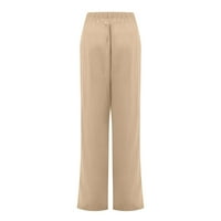 Dyegold Capri pantalone za žene Ležerne ljetne pamučne posteljine elastične visoke struke široke noge