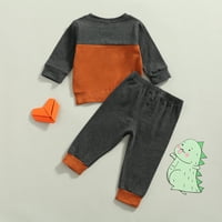 Jesenja dječaka za djecu Odjeća za odjeću Plaćeni ispisani patchwork dugih rukava pulover na vrhu hlače