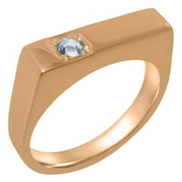 Britanci napravio 9K ružin zlatni prsten sa prirodnim akvamarinskim muškim prstenom - Opcije veličine - Veličina 11