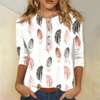 Rukav ženski bluze V izrez perje vrhova poslovnog casual gumba uz barelne majice za ljeto slatke trendi