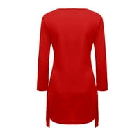 Haljine za žene Ženska pomaka Srednja dužina SOLID rukav za posade za posadu Loše vruće prodajne haljine crvene m