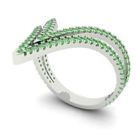 0. CT sjajan okrugli rez simulirani zeleni dijamant 14k bijeli zlatni prsten za bijelo zlato sz 9.25