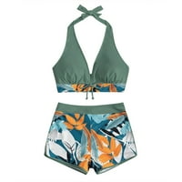 MLQIDK ženski Halter Top cvjetni plivarske kratke hlače Bikini set kupaći kostim kupaćim kupaćima