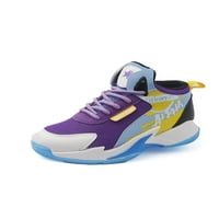 Woobring Dečija izdržljiva okrugla stopa trčanje cipela na otvorenom košarkašnih tenisica za košarku na otvorenom košarkaške cipele Purple 37