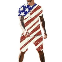 Muško odijelo Dan neovisnosti Zastava tiskani O-izrez kratki rukav na vrhu i kratke hlače Real modni