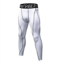 Maynos muške kompresijske hlače suhi sport Baselayer Trčanje vježbanje tajice gamaše joga termalno, s-2xl bijeli