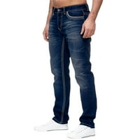 Labakihah teretni pantalone za muškarce Muške proljeće Ljeto Ležerne prilike Bodybuilding Pocket Denim sportovi Puna dužina Hlače Plava XL