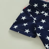 Qinghua 4. jula Baby Boy Outfit American Flag Dugme s kratkim rukavima dolje majica Elastična stručna
