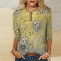 Jsaierl rukav vrhovi za žene Ljeto Slatke okrugle vrata T majice Grafički elegantni bluzni bluze Tri
