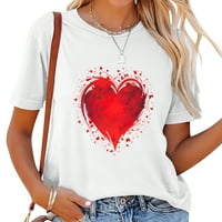 Crveno srce ljeto grafički majica za žene - Modna majica kratkih rukava s jedinstvenim škrišnim prsima