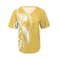 Ženski vrhovi Ženski modni casual s V-izrezom Geometrijski print kratkih rukava Majica Top Yellow XXL