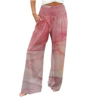 Ženske široke noge udobne hlače pamučna posteljina casual labav joga visoki struk ugodan salon Pajama