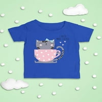 Slatka mačka sa šalicom kafe majica dojenčad -image by shutterstock, mjeseci