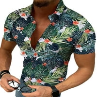 Calzi Mens rever izrez Majica Casual Tops Hawaiian Theee Dugme za jednu majicu s majicom Leopard