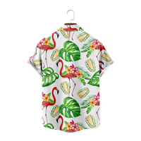 Zeleni list i flamingos Ispisana majica Muškarci Letnje plaža Kratki rukav Ležerna Havajska majica,