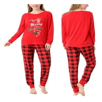 MA & Baby Christmas Pijamas postavlja porodičnu Xmas PJS podudaranje sa spavaćićm rubljem dugim rukavima