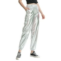 Modne labave hlače Ležerne prilike ulica u metalik boji za žene C XL