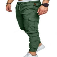 Calsunbaby Muške slike Ležerne prilike Duge ravne noge Pants Olovka Jogger Streetwear Cargo Pants Green-duge