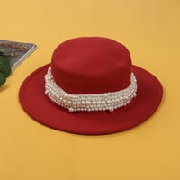 Carolilly Children vintage bowler šešir, puna boja široka brana biserna ravna kapa
