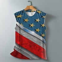 Tking modni dan nezavisnosti vrhovi rezervoara labavi fit crew majica bez rukava casual zvetska prugasta