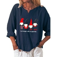 Dadaria Prevelike majice za žene Modni božićni labavi dugi rukav V-izrez Ležerne majice Bluza vrhovi