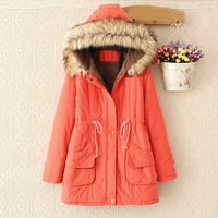 WHLBF zimski kaputi za žene plus veličine, topli dugi kaput jakna s vilim zimska parkas odjeća s džepovima