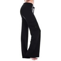 Visoke pantalone za noge visoke struk za žene Palazzo hlače Labave vrećice joge hlače sa džepovima širokog