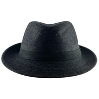 Gornja glava ugrađena vunena fedora šešir - crna mala