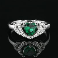 SKPBlutn prstenovi za žene djevojke retro cirkon srčani oblik srca ljubiy love ženski šupljini zeleni