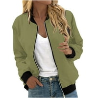 Miluxas Womens Jackets Lagan zip up casuvremena nadahnuta jakna od bomberste boje čvrsti kaput od kaputa