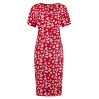 Ljetne modne ženske ležerne labave kratke rukave O-izrez Daisy Print Plus Veličina haljina