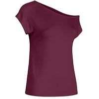Ženska ležerna ramena Tors s kratkim rukavima Majica sa labavom ljetnom bluzom Žene labavi fit vrhovi