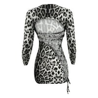 Leopard leopard s dugim rukavima na dugim rukavima seksi sive duge bodycon haljine za žene veličine