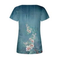 Ferernal ženska moda casual top kvadratni vrat vintage tiskani kratki rukav majica Top bluze za žene