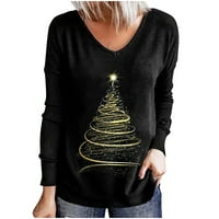 Azrian Plus Veličina Božićne džempere Žene Ženske uštede, prevelika modni povremeni božićni print Okrugli