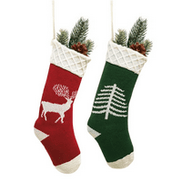 Božićne čarape, Veliki kabeli pletene pletene Xmas Čarape, rustikalni personalizirani ukrasi za čarape za obiteljski odmor za odmor Dekor, crvena + zelena, crvena + zelena, G15808