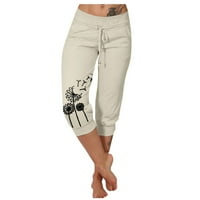 Hanas Hlače Ženske casual pantalone Yoga High Squaik nacrtač tiskane Sedme hlače Beige XXXXL