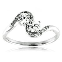 Sterling srebrni moderni Twist Twist Cubic cirkonije Dizajn za zaručnički prsten